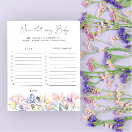 Wildflowers baby shower Naam dat nummer baby spel