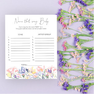Wildflowers baby shower Naam dat nummer baby spel