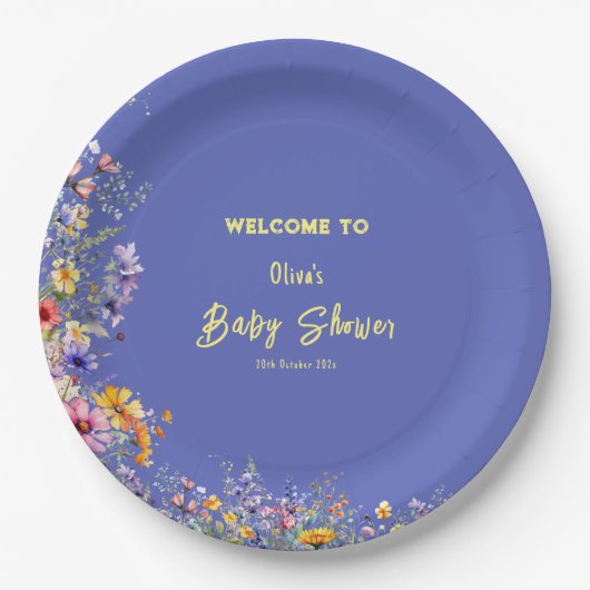 Wildflowers Baby shower Papier Bord (Voorkant)