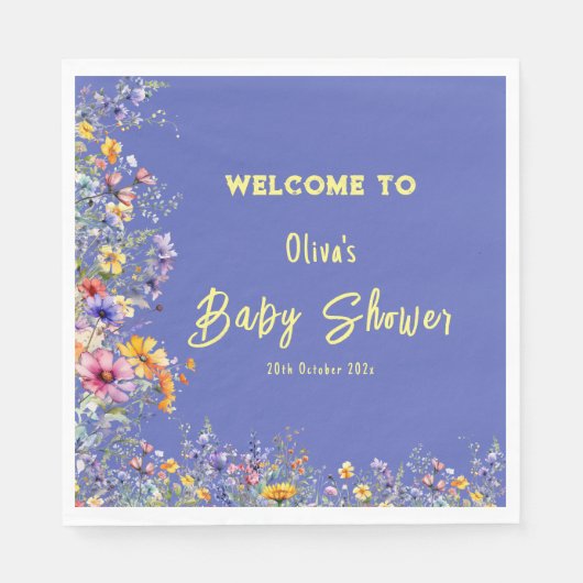 Wildflowers Baby shower Papier servet (Voorkant)