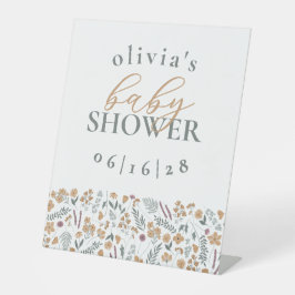 Wildflowers Baby Shower Sokkelbord - Oranje Reclamebord Met Voetstuk