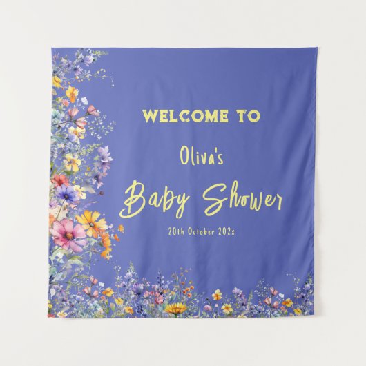 Wildflowers Baby shower Tapestry Wandkleed (Voorkant)