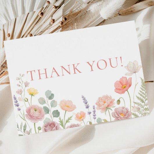 Wildflowers Baby Shower Thank You Card Kaart