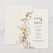 Wildflowers Beige Boho Botanical Save The Date (Voorkant / Achterkant)