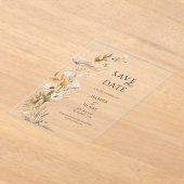 Wildflowers Beige Boho Botanical Save the Date Acryl Uitnodigingen (Laagn)