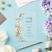 Wildflowers Beige Boho Botanical Save the Date Acryl Uitnodigingen (Insitu (Huwelijk))