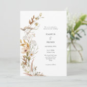 Wildflowers Beige Boho Botanische bruiloft Kaart (Staand voorkant)