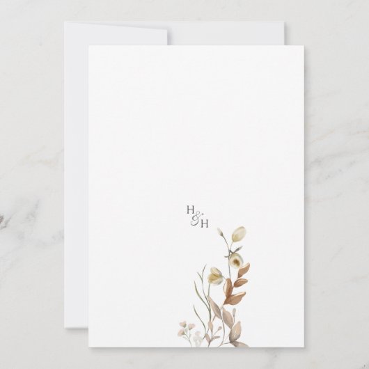 Wildflowers Beige Boho Botanische bruiloft Kaart (Achterkant)