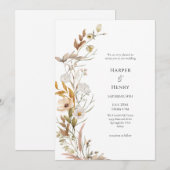 Wildflowers Beige Boho Botanische bruiloft Kaart (Voorkant / Achterkant)