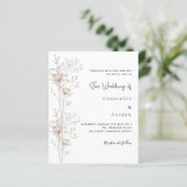 Wildflowers beige crème boho bruiloft uitnodiging (Staand voorkant)