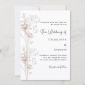 Wildflowers beige crème elegante bruiloft kaart (Voorkant)