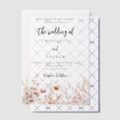 Wildflowers beige crème roze bruiloft vellum uitnodigingen (Offset (Uitnodiging))