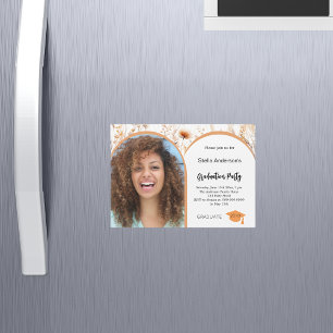 Wildflowers beige fotoboog afstuderen 2025 magnetische uitnodiging