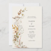 Wildflowers Beige Ivory Boho Botanische bruiloft Kaart (Voorkant)