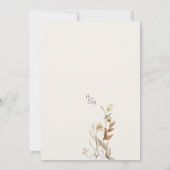 Wildflowers Beige Ivory Boho Botanische bruiloft Kaart (Achterkant)