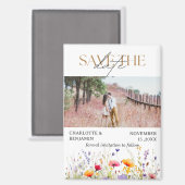 Wildflowers Bewaar de trouwdatum Magneet (Voorkant / Achterkant)