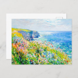 Wildflowers bij de Cliff Impressionist Coastline Briefkaart