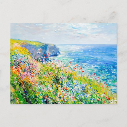 Wildflowers bij de Cliff Impressionist Coastline Briefkaart (Voorkant)