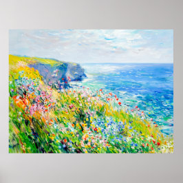 Wildflowers bij de Cliff Impressionist Coastline Poster