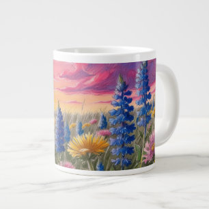 Wildflowers bij zonsopgang grote koffiekop