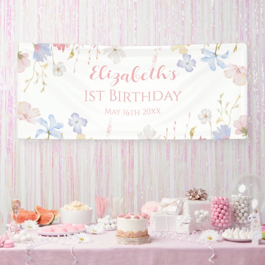 WILDFLOWERS Birthday party Backdrop banner (Feest)