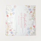 WILDFLOWERS Birthday party Backdrop banner Wandkleed (Voorkant (horizontaal))