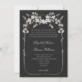 Wildflowers Black Boho Arch Formele Script Wedding Kaart (Voorkant)