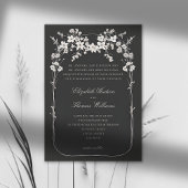 Wildflowers Black Boho Arch Formele Script Wedding Kaart