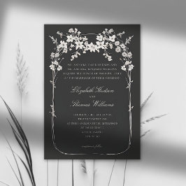 Wildflowers Black Boho Arch Formele Script Wedding Kaart