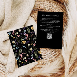 Wildflowers Black Floral Wedding Details Informatiekaartje