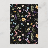 Wildflowers Black Floral Wedding Details Informatiekaartje (Achterkant)