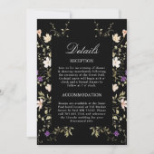 Wildflowers Black Wedding Details Behuizing Kaart (Voorkant)
