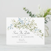 Wildflowers Blauw Groen Huwelijk Save The Date (Staand voorkant)