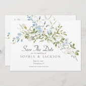 Wildflowers Blauw Groen Huwelijk Save The Date (Voorkant / Achterkant)