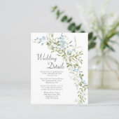Wildflowers Blauw Groen Wedding Enclosure Kaart (Staand voorkant)