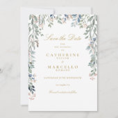 Wildflowers Bloemen Foto Gold Wedding Save The Date (Voorkant)