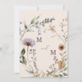 Wildflowers Bloemen Modern Elegant Huwelijk Kaart (Achterkant)