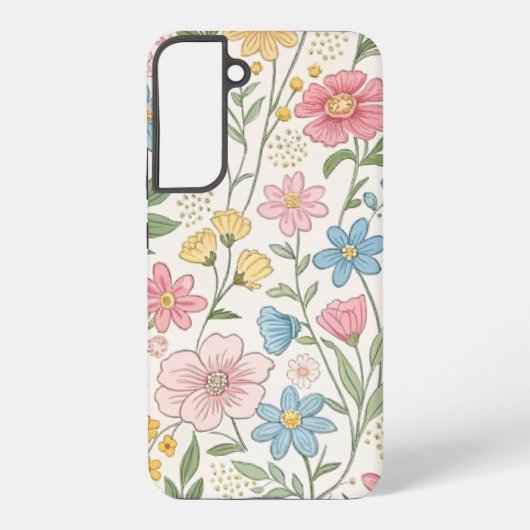 Wildflowers Bloemen Zomer Patroon Samsung Galaxy Hoesje (Achterkant)