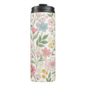 Wildflowers Bloemen Zomer Patroon Thermosbeker (Voorkant)