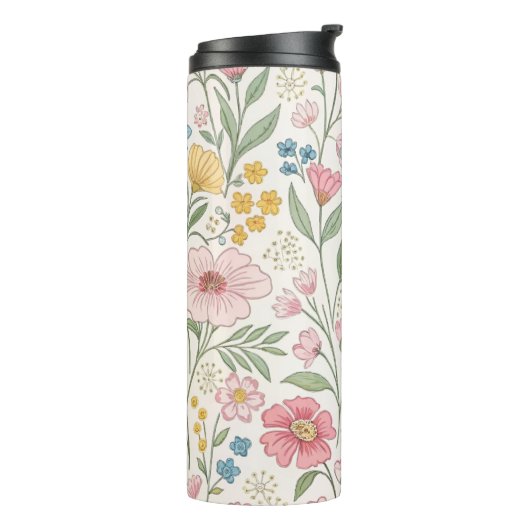 Wildflowers Bloemen Zomer Patroon Thermosbeker (Gedraaid links)