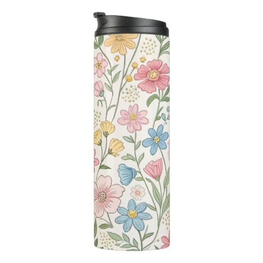 Wildflowers Bloemen Zomer Patroon Thermosbeker (Geroteerd rechts)