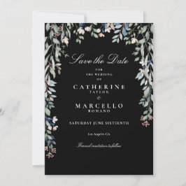 Wildflowers Bloemen Zwart-wit bruiloft Save The Date