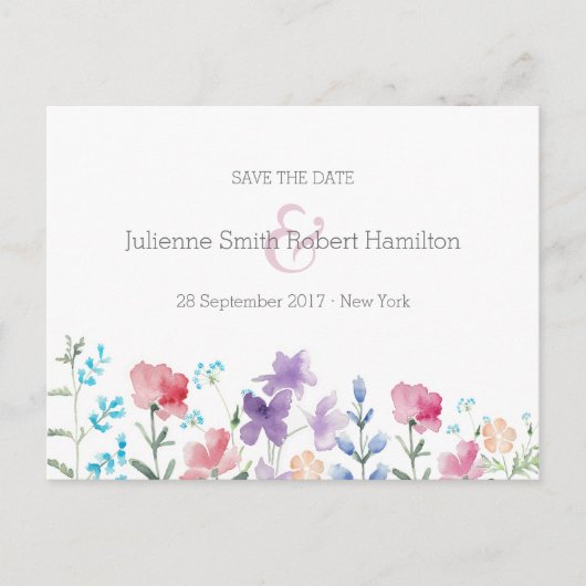 Wildflowers Bloemenbruiloft Save the Date Briefkaa Aankondigingskaart (Voorkant)