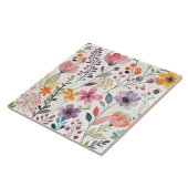 Wildflowers bloemengrillig patroon tegeltje (Zijkant)