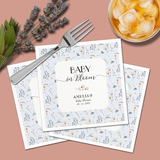 Wildflowers Blue Boy Baby shower Servet