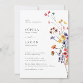 Wildflowers Boeket Happy Kleurrijke Moderne Huweli Kaart (Voorkant)