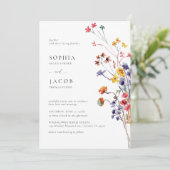 Wildflowers Boeket Happy Kleurrijke Moderne Huweli Kaart (Staand voorkant)