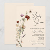 Wildflowers Boho Baby shower Kaart (Voorkant / Achterkant)