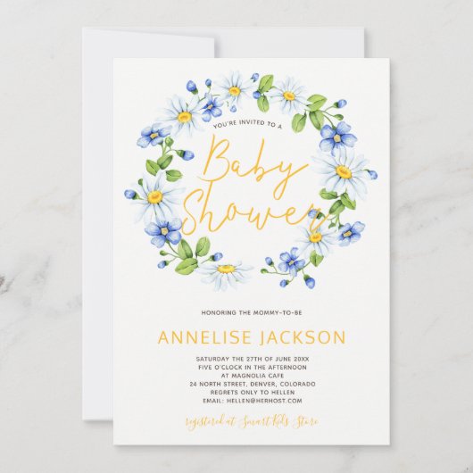 Wildflowers boho botanisch baby shower kaart (Voorkant)