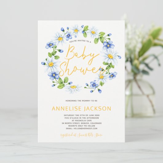 Wildflowers boho botanisch baby shower kaart (Staand voorkant)